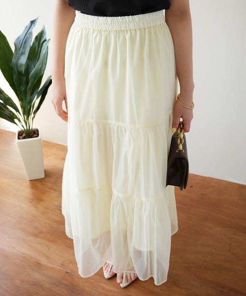 IAMUSE（アイアミューズ）の「シアーレイヤードティアードスカート S0998【IAMUSE】（スカート・レディース・ブラック/グレイッシュベージュ/アイボリー・FREE）」の20枚目の写真