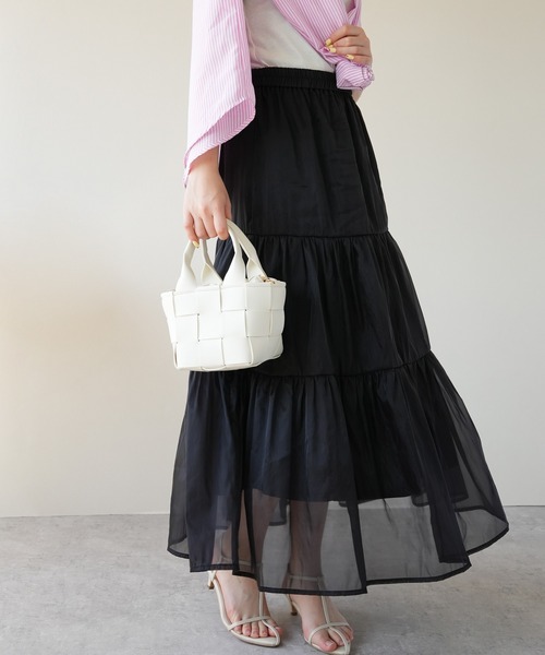 IAMUSE（アイアミューズ）の「シアーレイヤードティアードスカート S0998【IAMUSE】（スカート・レディース・ブラック/グレイッシュベージュ/アイボリー・FREE）」の22枚目の写真