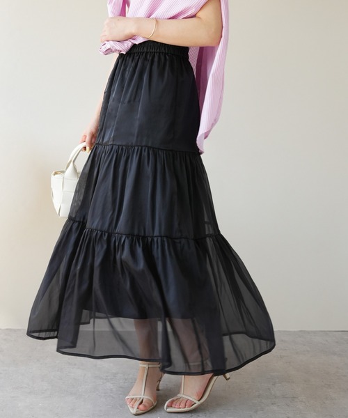 IAMUSE（アイアミューズ）の「シアーレイヤードティアードスカート S0998【IAMUSE】（スカート・レディース・ブラック/グレイッシュベージュ/アイボリー・FREE）」の21枚目の写真