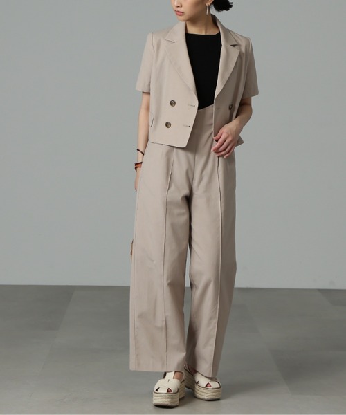 FREE'S MART（フリーズマート）の「【Sシリーズ対応】◆［セットアップ対応］綿麻ショート丈ハーフスリーブジャケット（テーラードジャケット・レディース・ベージュ/ブラウン/パープル・X-SMALL/SMALL/MEDIUM）」の13枚目の写真