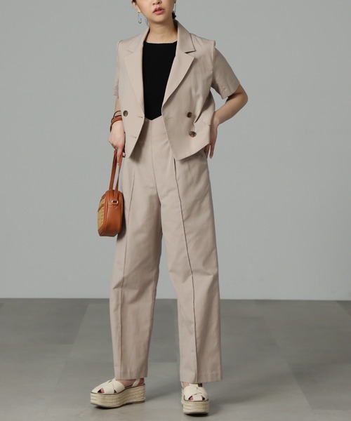 FREE'S MART（フリーズマート）の「【Sシリーズ対応】◆［セットアップ対応］綿麻ショート丈ハーフスリーブジャケット（テーラードジャケット・レディース・ベージュ/ブラウン/パープル・X-SMALL/SMALL/MEDIUM）」の21枚目の写真