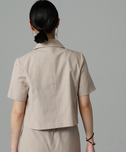 FREE'S MART（フリーズマート）の「【Sシリーズ対応】◆［セットアップ対応］綿麻ショート丈ハーフスリーブジャケット（テーラードジャケット・レディース・ベージュ/ブラウン/パープル・X-SMALL/SMALL/MEDIUM）」の14枚目の写真