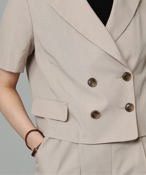 FREE'S MART（フリーズマート）の「【Sシリーズ対応】◆［セットアップ対応］綿麻ショート丈ハーフスリーブジャケット（テーラードジャケット・レディース・ベージュ/ブラウン/パープル・X-SMALL/SMALL/MEDIUM）」の18枚目の写真