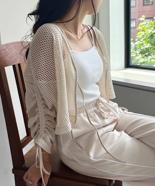 one after another NICE CLAUP（ワンアフターアナザーナイスクラップ）の「メッシュカーディガン（カーディガン/ボレロ・レディース・オフホワイト/アイボリー・FREE）」の2枚目の写真