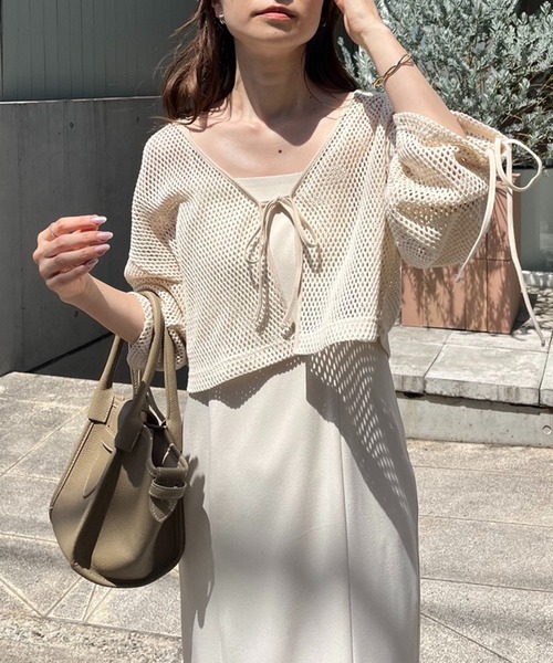 one after another NICE CLAUP（ワンアフターアナザーナイスクラップ）の「メッシュカーディガン（カーディガン/ボレロ・レディース・オフホワイト/アイボリー・FREE）」の3枚目の写真