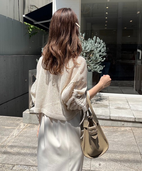 one after another NICE CLAUP（ワンアフターアナザーナイスクラップ）の「メッシュカーディガン（カーディガン/ボレロ・レディース・オフホワイト/アイボリー・FREE）」の5枚目の写真