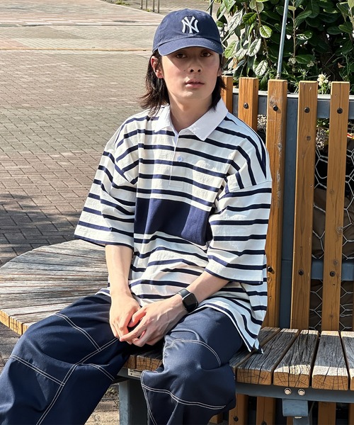 kutir(クティール)の「ビッグシルエットボーダーラガーシャツ(その他トップス・メンズ・ホワイト系その他/ブラック系その他/ブルー系その他・MEDIUM/LARGE)」の8枚目の写真