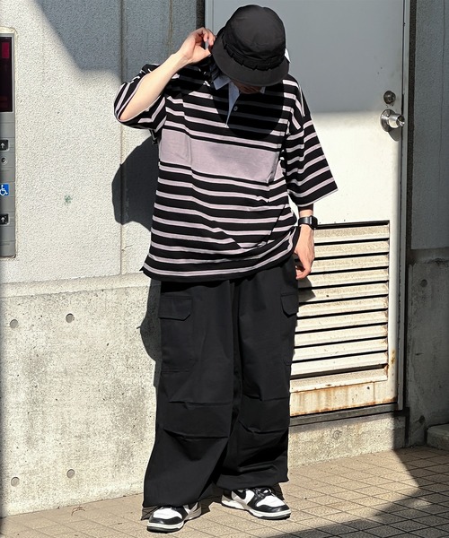 kutir(クティール)の「ビッグシルエットボーダーラガーシャツ(その他トップス・メンズ・ホワイト系その他/ブラック系その他/ブルー系その他・MEDIUM/LARGE)」の5枚目の写真