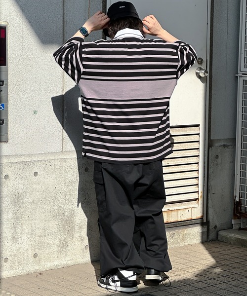 kutir(クティール)の「ビッグシルエットボーダーラガーシャツ(その他トップス・メンズ・ホワイト系その他/ブラック系その他/ブルー系その他・MEDIUM/LARGE)」の9枚目の写真