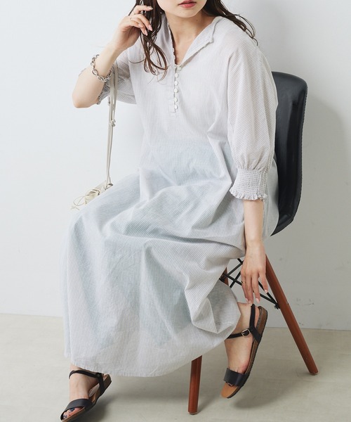 PUAL CE CIN（ピュアルセシン）の「綿麻ストライプ袖
