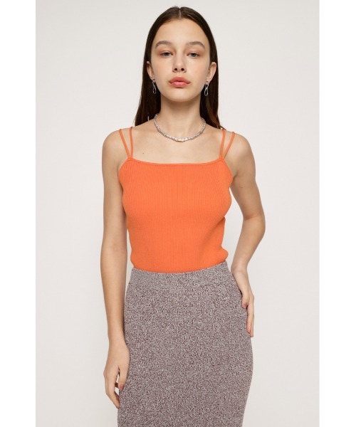 SLY(スライ)の「RIB STRAP CAMI リブ ストラップ キャミ(キャミソール・レディース・ブラック/オレンジ/マルチ/アイボリー/ダークグリーン・FREE)」の1枚目の写真