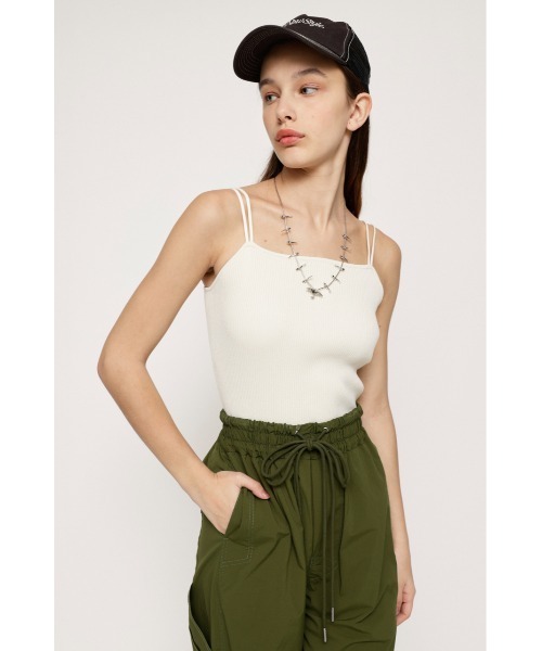 SLY(スライ)の「RIB STRAP CAMI リブ ストラップ キャミ(キャミソール・レディース・ブラック/オレンジ/マルチ/アイボリー/ダークグリーン・FREE)」の2枚目の写真
