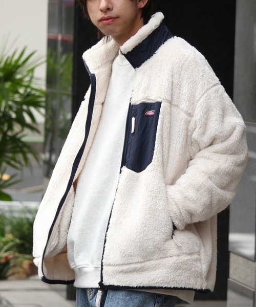 Dickies（ディッキーズ）の「【GENUINE DICKIES/ジェニュインディッキーズ】シャギーボア スタンド ジップブルゾン（ブルゾン・メンズ・アイボリー/オリーブ/ベージュ/チャコール/ブラック/カーキ・M/L/XL）」の20枚目の写真