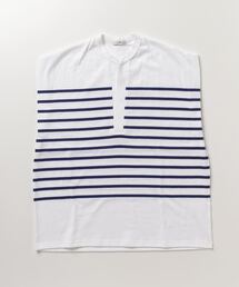 CLANE | CLANE WIDE HENLEY NECK N/S BORDER TOPS(Tシャツ/カットソー)