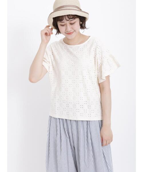 Samansa Mos2(サマンサ モスモス)の「アイレットレース柄カットソー(Tシャツ/カットソー・レディース・ブラック/ミント/キナリ・F)」の5枚目の写真