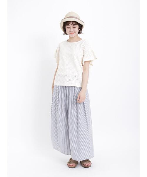 Samansa Mos2(サマンサ モスモス)の「アイレットレース柄カットソー(Tシャツ/カットソー・レディース・ブラック/ミント/キナリ・F)」の8枚目の写真