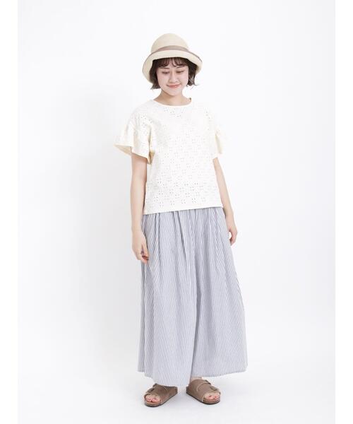 Samansa Mos2(サマンサ モスモス)の「アイレットレース柄カットソー(Tシャツ/カットソー・レディース・ブラック/ミント/キナリ・F)」の9枚目の写真