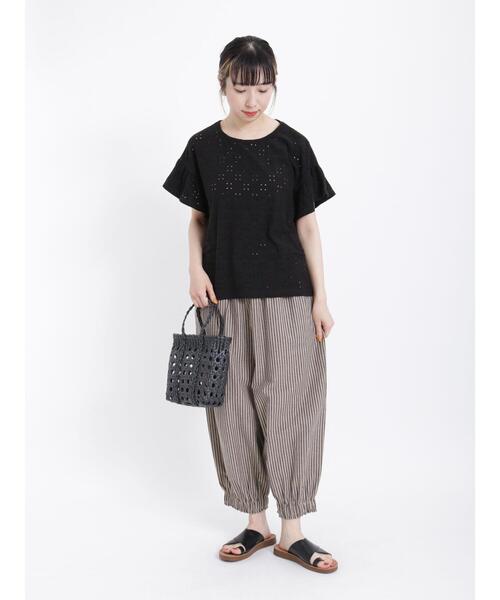 Samansa Mos2(サマンサ モスモス)の「アイレットレース柄カットソー(Tシャツ/カットソー・レディース・ブラック/ミント/キナリ・F)」の13枚目の写真