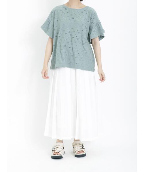 Samansa Mos2(サマンサ モスモス)の「アイレットレース柄カットソー(Tシャツ/カットソー・レディース・ブラック/ミント/キナリ・F)」の16枚目の写真