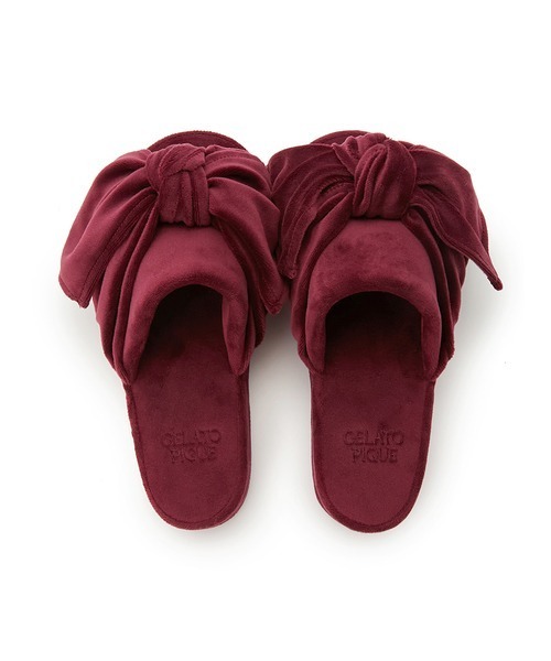 gelato pique（ジェラートピケ）の「ベロアリボンルームシューズ（ルームシューズ/スリッパ・レディース・グレー/ワインレッド・FREE）」の5枚目の写真