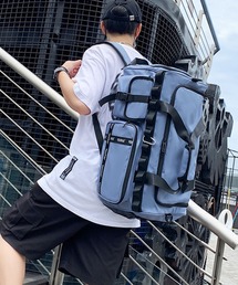 【4WAY】【防水加工/大容量】配色バンドがかわいいカジュアルボストンバッグ/ショルダーバッグ/リュックサック/スポーツバッグ