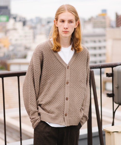 ＪＵＧＬＡＮＳ（ユグランス）の「Revo.　ワッフル編み　カーディガン（カーディガン/ボレロ・メンズ・グリーン/ブラック/オレンジ/グレー・L/M）」の2枚目の写真