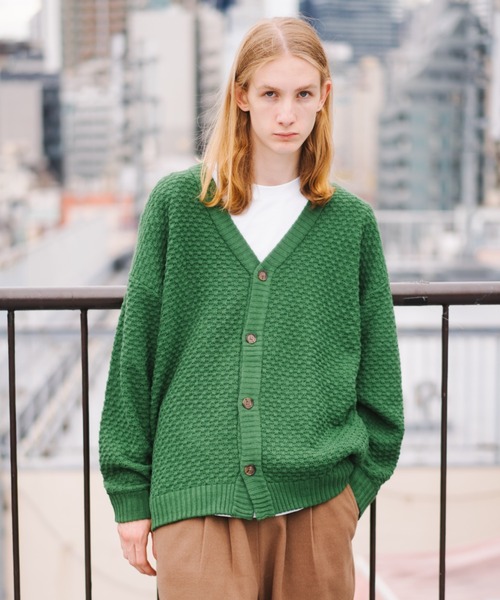 ＪＵＧＬＡＮＳ（ユグランス）の「Revo.　ワッフル編み　カーディガン（カーディガン/ボレロ・メンズ・グリーン/ブラック/オレンジ/グレー・L/M）」の3枚目の写真