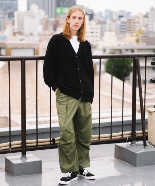 ＪＵＧＬＡＮＳ（ユグランス）の「Revo.　ワッフル編み　カーディガン（カーディガン/ボレロ・メンズ・グリーン/ブラック/オレンジ/グレー・L/M）」の5枚目の写真