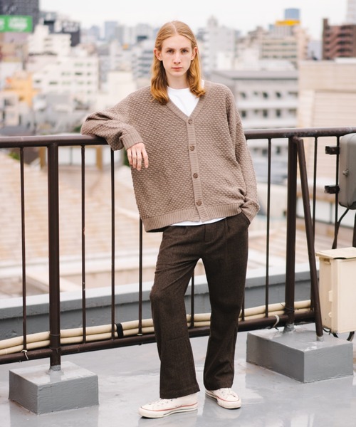 ＪＵＧＬＡＮＳ（ユグランス）の「Revo.　ワッフル編み　カーディガン（カーディガン/ボレロ・メンズ・グリーン/ブラック/オレンジ/グレー・L/M）」の7枚目の写真