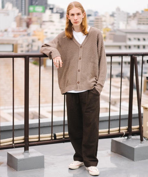 ＪＵＧＬＡＮＳ（ユグランス）の「Revo.　ワッフル編み　カーディガン（カーディガン/ボレロ・メンズ・グリーン/ブラック/オレンジ/グレー・L/M）」の8枚目の写真