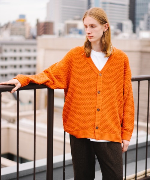 ＪＵＧＬＡＮＳ（ユグランス）の「Revo.　ワッフル編み　カーディガン（カーディガン/ボレロ・メンズ・グリーン/ブラック/オレンジ/グレー・L/M）」の15枚目の写真