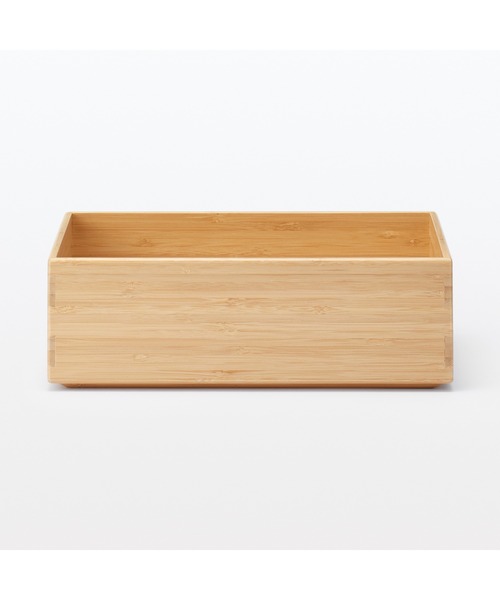 重なる竹材長方形ボックス ハーフ 小 約幅26×奥行18．5×高さ8