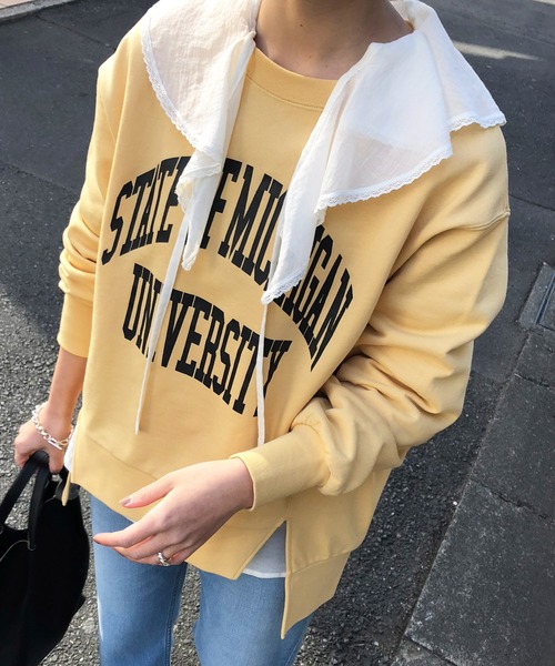 CIAOPANIC TYPY(チャオパニックティピー)の「スウェットカットソー(スウェット・レディース・イエロー・ONE SIZE)」の1枚目の写真