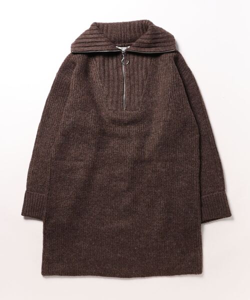 archives（アルシーヴ）の「リングハーフｚｉｐニットミニワンピース（ワンピース・レディース・ブラウン/ベージュ/オレンジ/アイボリー/モカ・MEDIUM）」の3枚目の写真