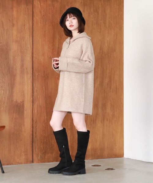 archives（アルシーヴ）の「リングハーフｚｉｐニットミニワンピース（ワンピース・レディース・ブラウン/ベージュ/オレンジ/アイボリー/モカ・MEDIUM）」の11枚目の写真