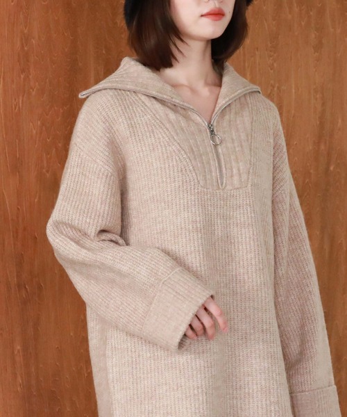 archives（アルシーヴ）の「リングハーフｚｉｐニットミニワンピース（ワンピース・レディース・ブラウン/ベージュ/オレンジ/アイボリー/モカ・MEDIUM）」の15枚目の写真