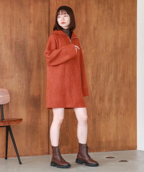 archives（アルシーヴ）の「リングハーフｚｉｐニットミニワンピース（ワンピース・レディース・ブラウン/ベージュ/オレンジ/アイボリー/モカ・MEDIUM）」の22枚目の写真