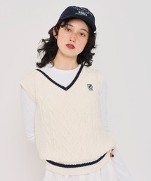 TINA:JOJUN | エンブレム付き チルデンニットベスト TINA:JOJUN(ベスト)