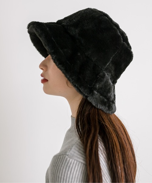 OLIVE des OLIVE（オリーブデオリーブ）の「【WEB限定カラー有】ファーバケットハット　1032150040（ハット・レディース・ブラック/ベージュ/アイボリー・FREE）」の2枚目の写真