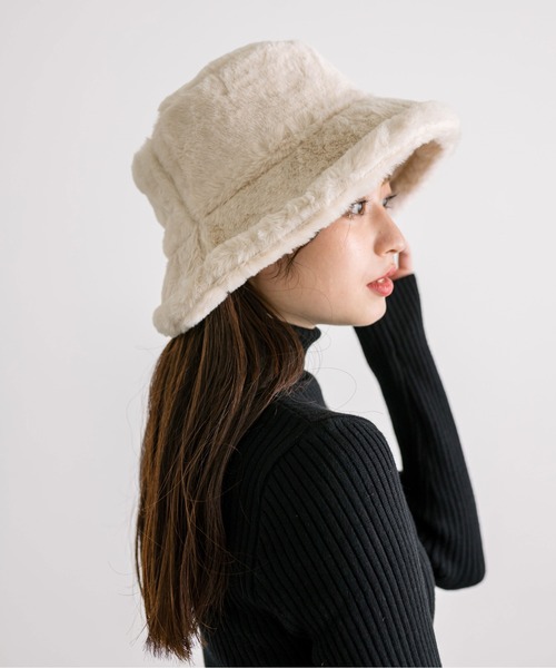 OLIVE des OLIVE（オリーブデオリーブ）の「【WEB限定カラー有】ファーバケットハット　1032150040（ハット・レディース・ブラック/ベージュ/アイボリー・FREE）」の7枚目の写真