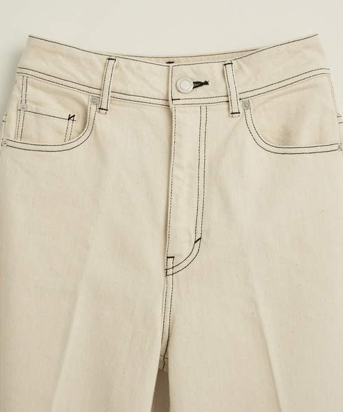 PUBLIC TOKYO(パブリックトウキョウ)の「【洗える・美脚・足長・ストレッチ】PUBLIC DENIM/ハイウエストワイドストレートデニムパンツ(デニムパンツ・レディース・ブラック/ホワイト・3/1/2/4)」の8枚目の写真