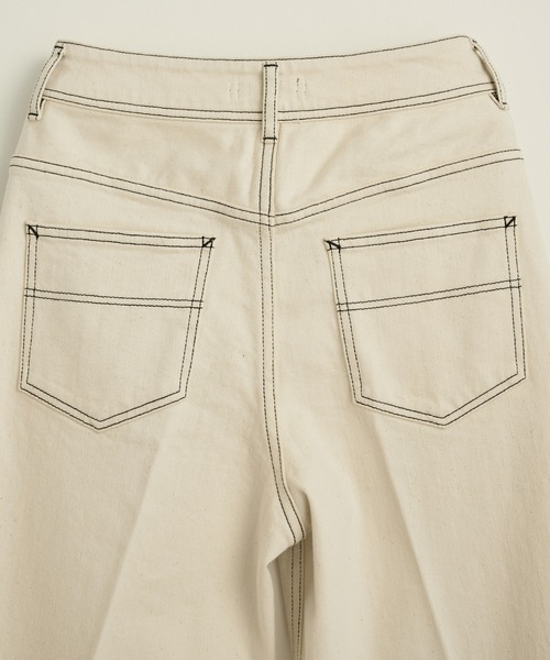 PUBLIC TOKYO(パブリックトウキョウ)の「【洗える・美脚・足長・ストレッチ】PUBLIC DENIM/ハイウエストワイドストレートデニムパンツ(デニムパンツ・レディース・ブラック/ホワイト・3/1/2/4)」の9枚目の写真