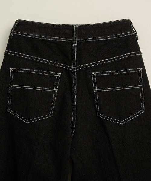 PUBLIC TOKYO(パブリックトウキョウ)の「【洗える・美脚・足長・ストレッチ】PUBLIC DENIM/ハイウエストワイドストレートデニムパンツ(デニムパンツ・レディース・ブラック/ホワイト・3/1/2/4)」の16枚目の写真