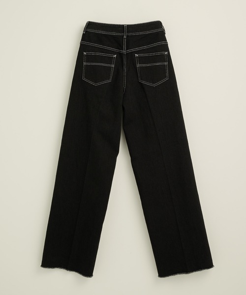 PUBLIC TOKYO(パブリックトウキョウ)の「【洗える・美脚・足長・ストレッチ】PUBLIC DENIM/ハイウエストワイドストレートデニムパンツ(デニムパンツ・レディース・ブラック/ホワイト・3/1/2/4)」の14枚目の写真