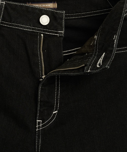 PUBLIC TOKYO(パブリックトウキョウ)の「【洗える・美脚・足長・ストレッチ】PUBLIC DENIM/ハイウエストワイドストレートデニムパンツ(デニムパンツ・レディース・ブラック/ホワイト・3/1/2/4)」の18枚目の写真