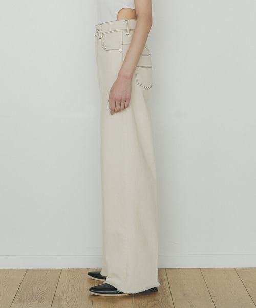 【新品タグ付】PUBLIC TOKYOホワイトデニム【サイズ1】 洗える・美脚・足長・ストレッチ】PUBLIC DENIM/ハイウエストワイド