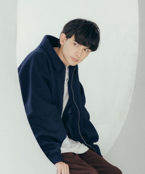 Rocky Monroe（ロッキーモンロー）の「オーバーサイズ ウールテックメルトン ドルマンスリーブショートブルゾン（ブルゾン・メンズ・ブラック/チャコール/ネイビー/オフホワイト/グレイッシュベージュ/ブラウン・L/M）」の9枚目の写真