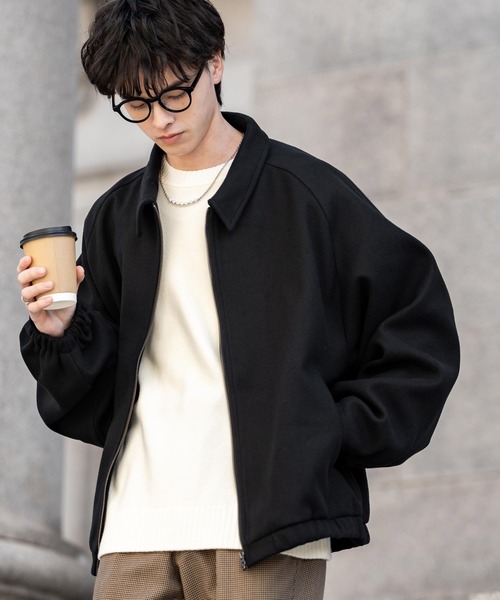 オーバーサイズ ウールテックメルトン ドルマンスリーブショート