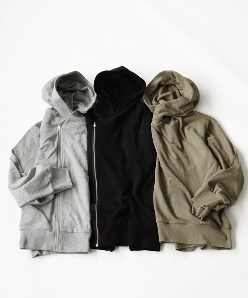 antiqua（アンティカ）の「アシメフードジップパーカー（パーカー・レディース・杢グレー/ブラック/カーキ・FREE）」の20枚目の写真