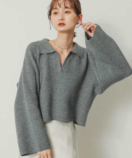 SENSE OF PLACE by URBAN RESEARCH（センスオブプレイスバイアーバンリサーチ）の「ワイドスリーブエリツキショートセーター（ニット/セーター・レディース・オレンジ/グレー/アイボリー・ONE）」の13枚目の写真